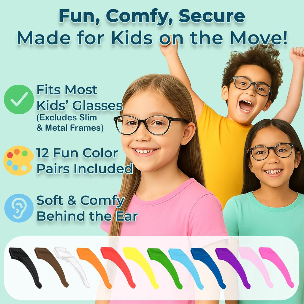 Anchor Glasses Grips Kids Anti-Slip Glasses Ear Hooks 12 Pack