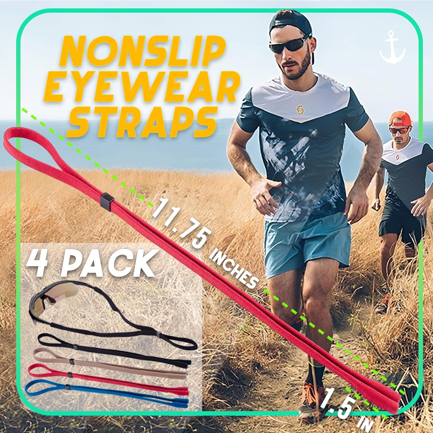 Anchor Sunglasses Straps 4-Pack Adjustable Sport Eyewear Straps