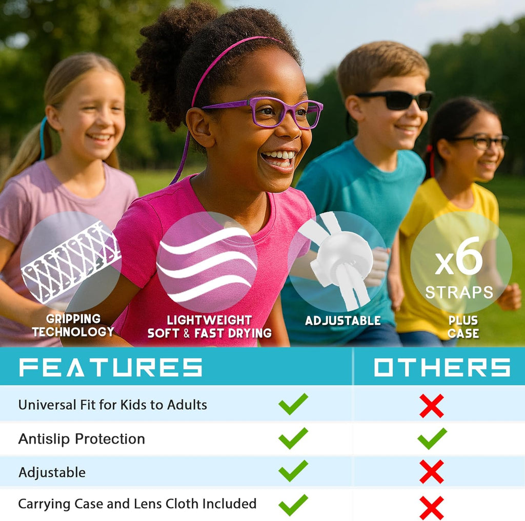 Anchor Sunglasses Straps 6-Pack Adjustable Sports Glasses Strap for Kids and Adults