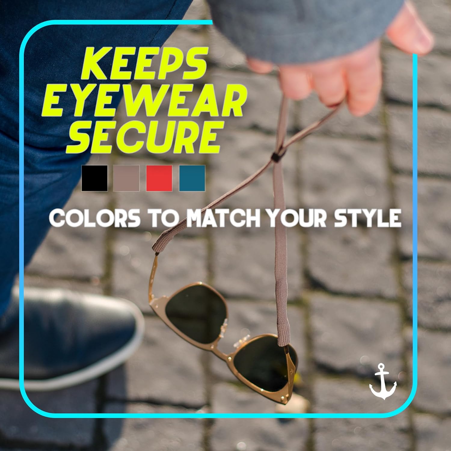 Anchor Sunglasses Straps 4-Pack Adjustable Sport Eyewear Straps