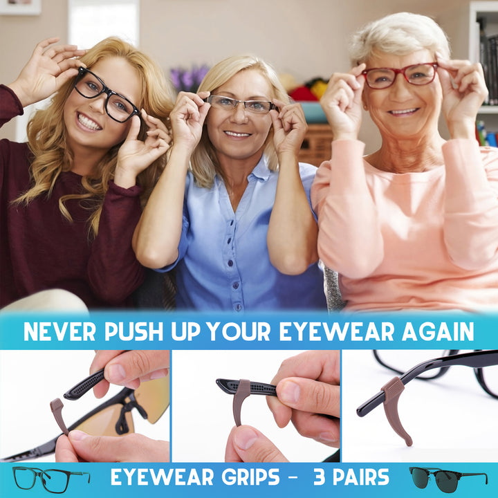 Anchor Glasses Grips - 3 Pack - Fits Sunglasses and Kids Glasses Holder Anti-Slip Grips Ear Hook Eyeglasses Temple Tip