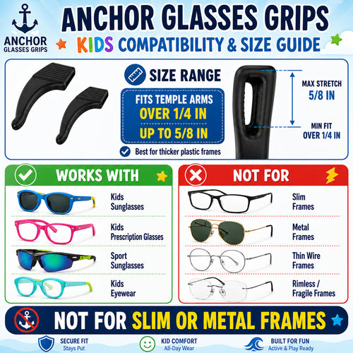 Anchor Glasses Grips Kids Anti-Slip Glasses Ear Hooks 12 Pack