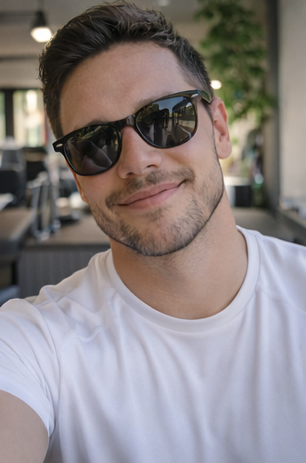 Customer wearing glasses with Anchor grips