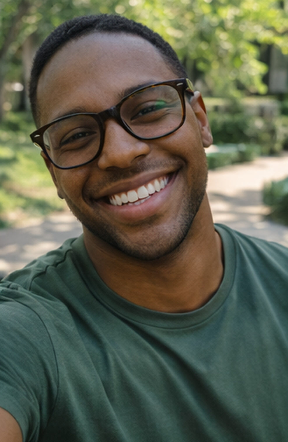 Customer wearing glasses with Anchor grips