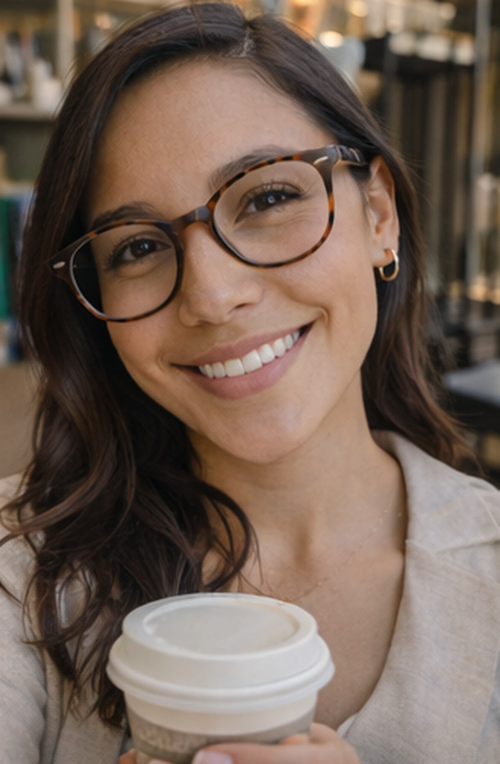 Customer wearing glasses with Anchor grips